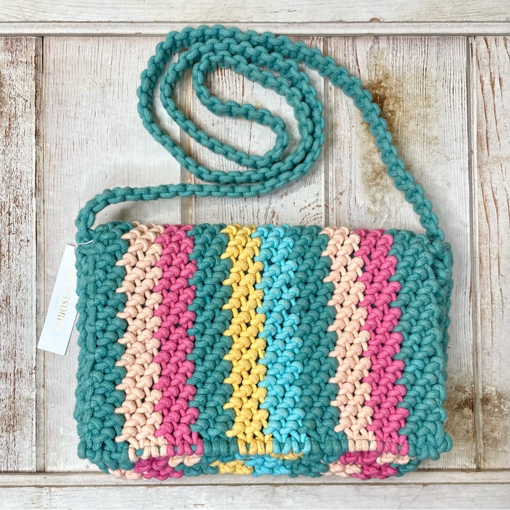 Accessorize London Stripe Macrame Crossbody Bag